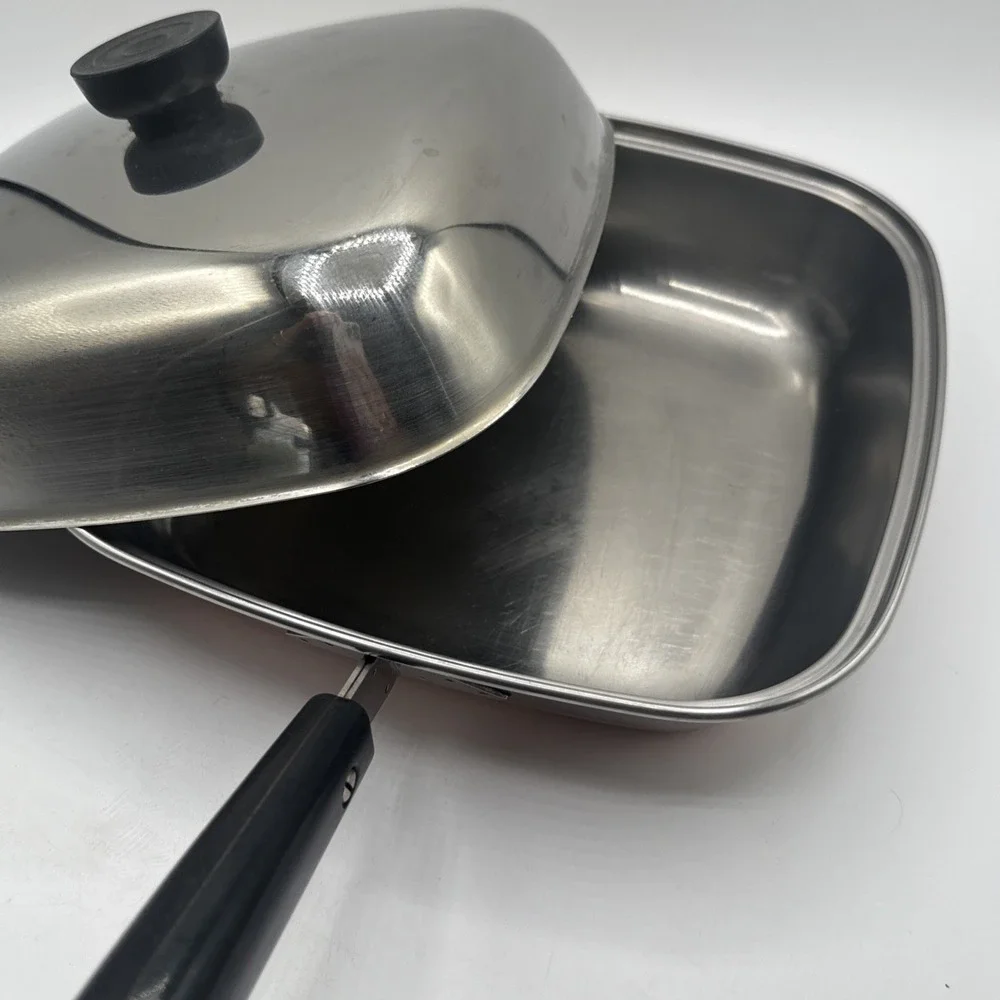 Revere Ware USA Small Square Copper Bottom Pot Fry Pan Skillet Bacon Clean